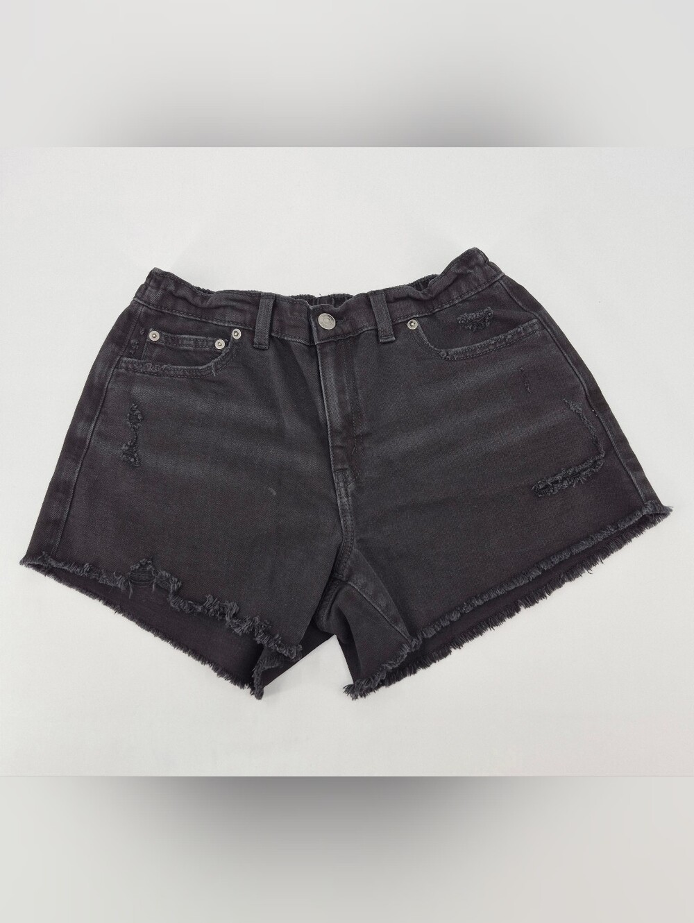 Aerie Black Cut Off Distressed Denim Jean Shorts Size Medium Y2K Grunge